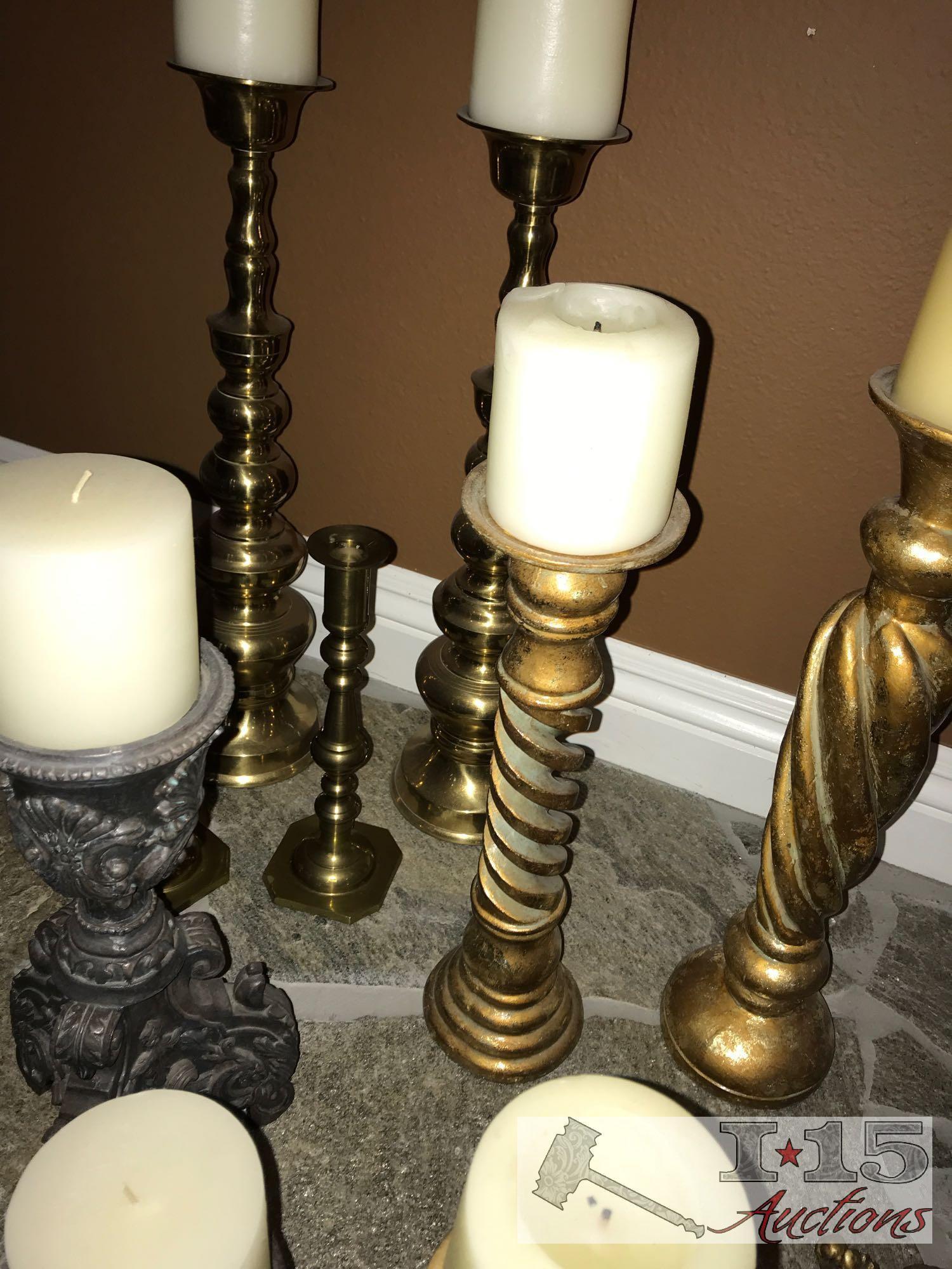 Huge candle holder and candle lot