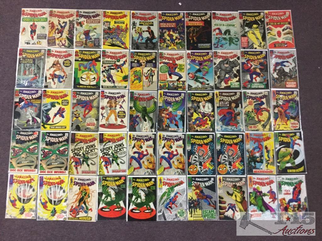 1st Series Marvel.. The Amazing Spider-Man Approximately 50 Comic Books No. 19 to No. 68 Not