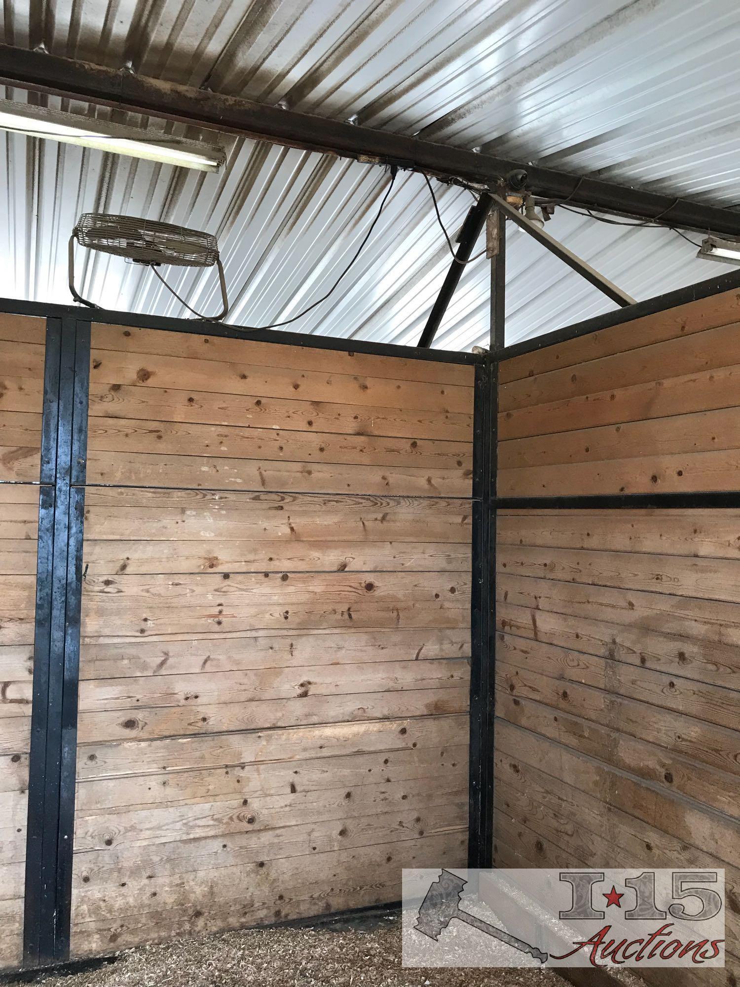 Barn with 5 stalls, bathroom and carport