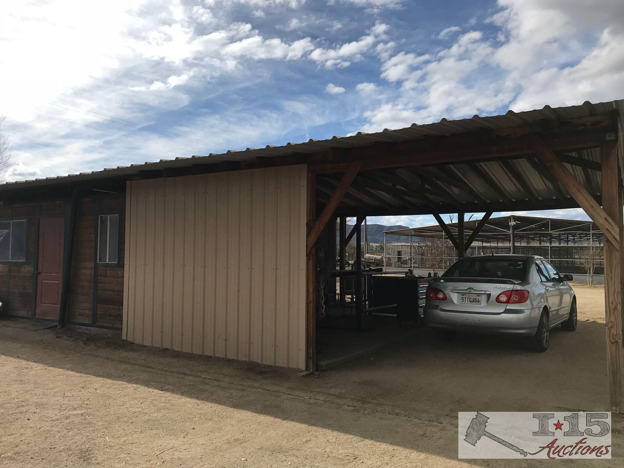 Barn with 5 stalls, bathroom and carport