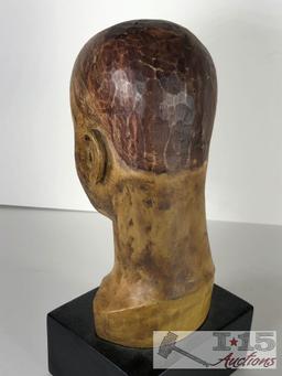 19th Century Santos Head Polychomed Wood