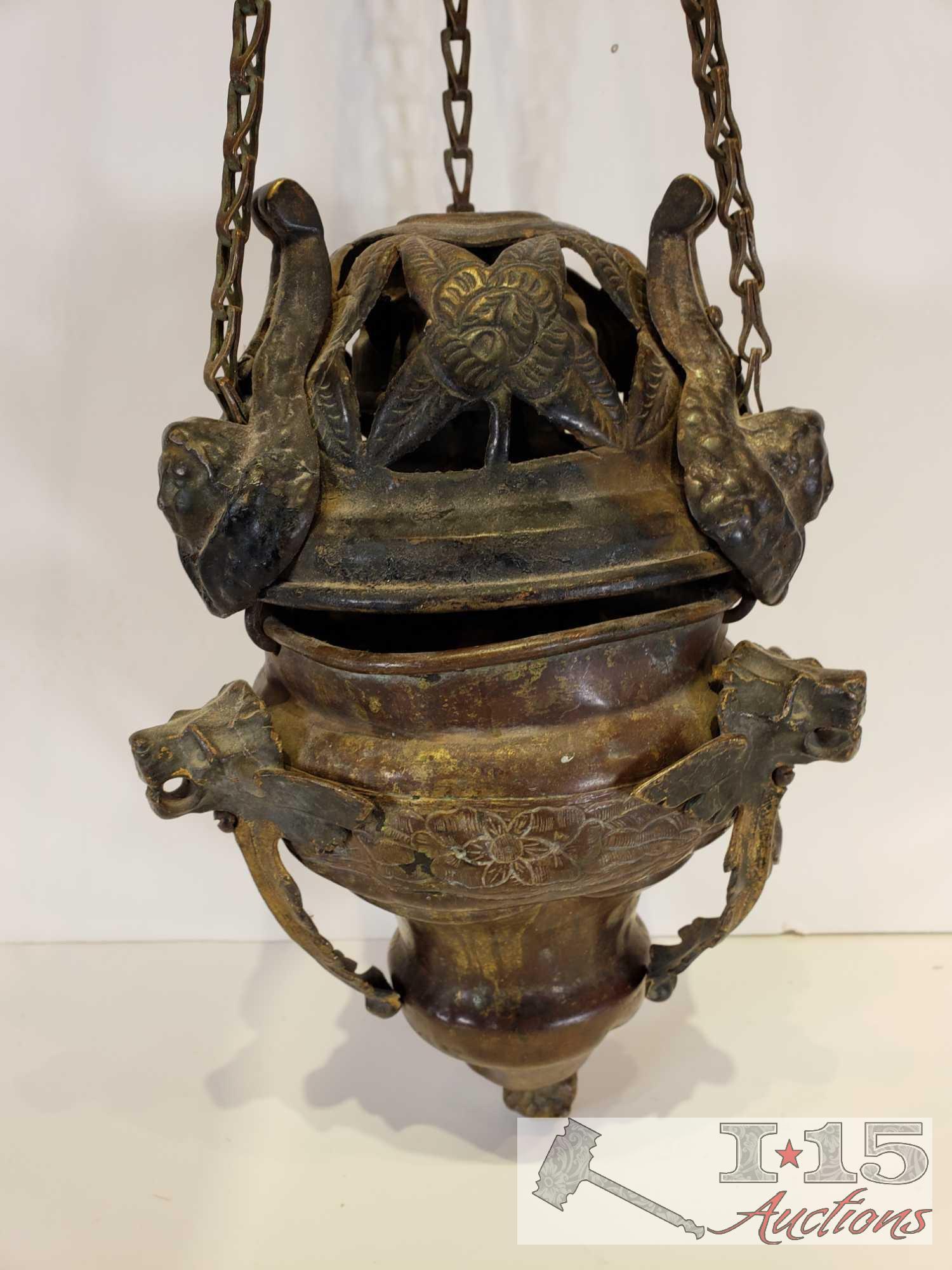 Gothic Era Thurible Antique Incense Burner Brass