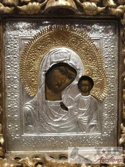 Byzantine Style Painting of Madonna and Child - Russian Icon