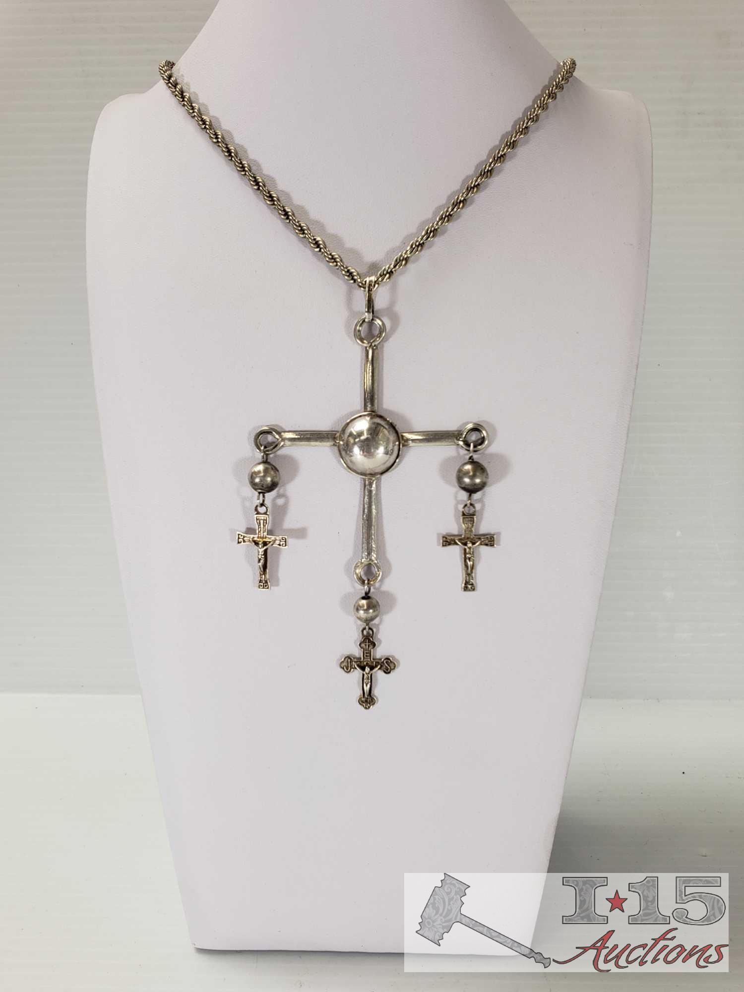 Pair of Necklaces with Cross Pendant