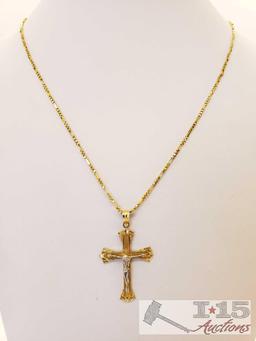14k Gold Necklace with 14k Gold Crucifix Pendant