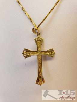 14k Gold Necklace with 14k Gold Crucifix Pendant