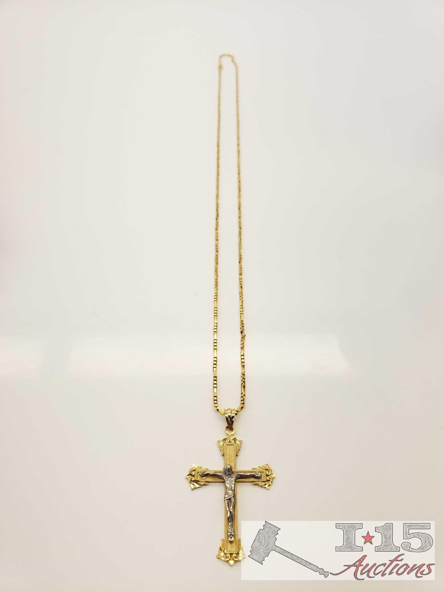 14k Gold Necklace with 14k Gold Crucifix Pendant