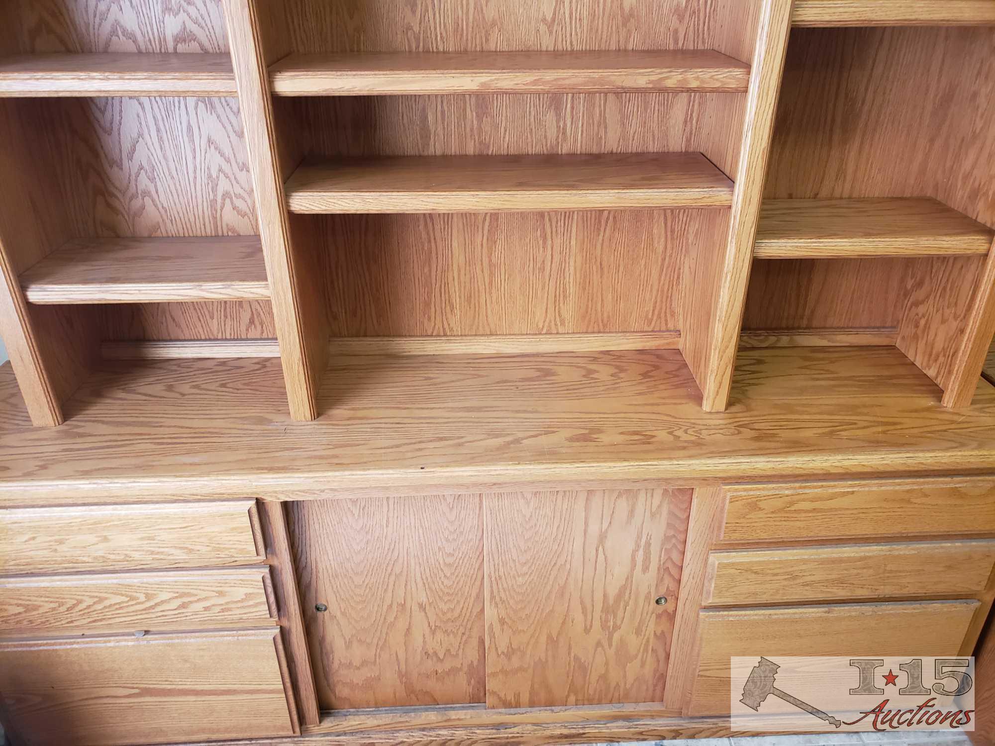 Desk, Credenza, Hutch and a Filing Cabinet and a Computer Chair