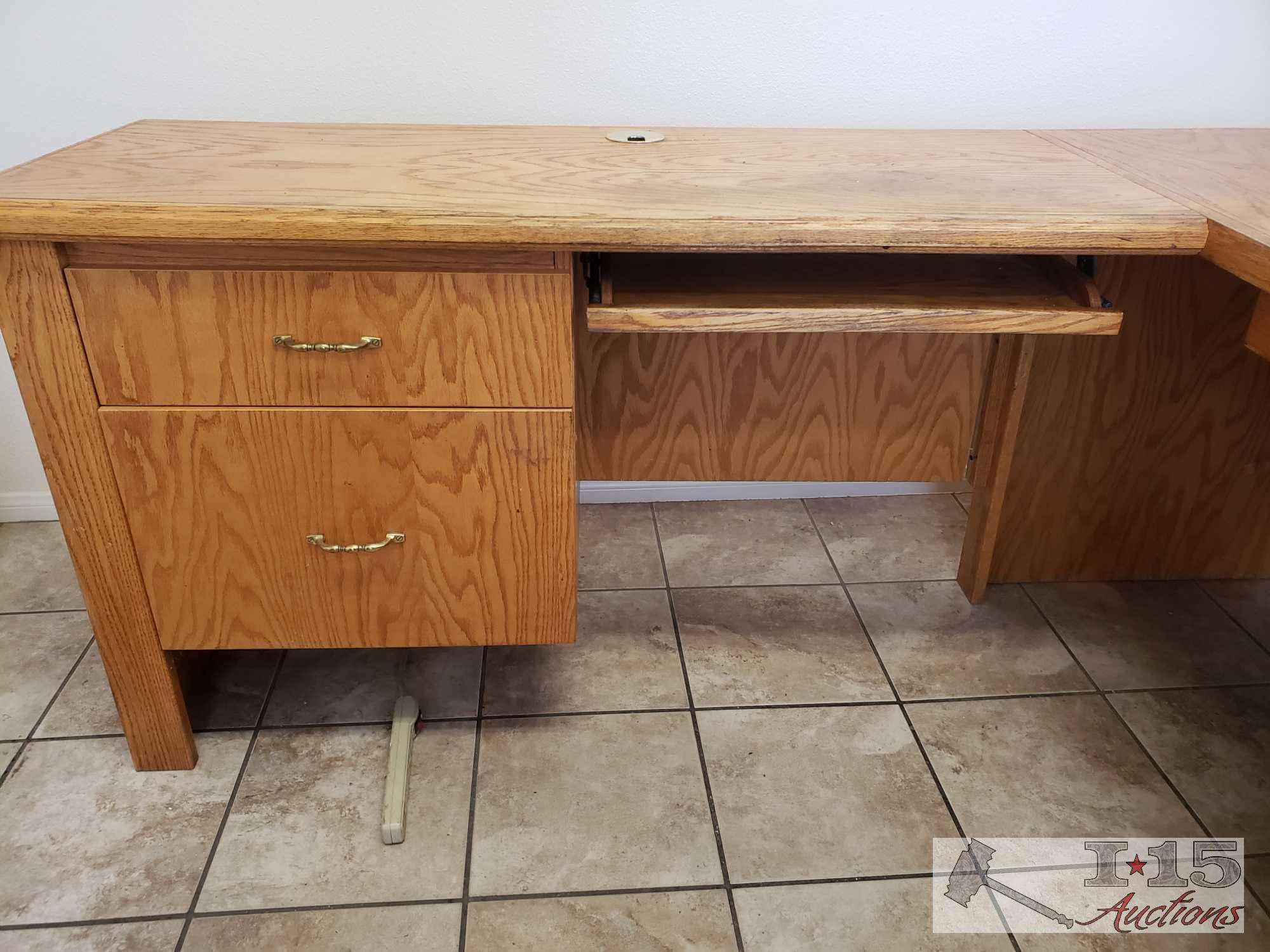 A Desk, Chair and File Cabinet