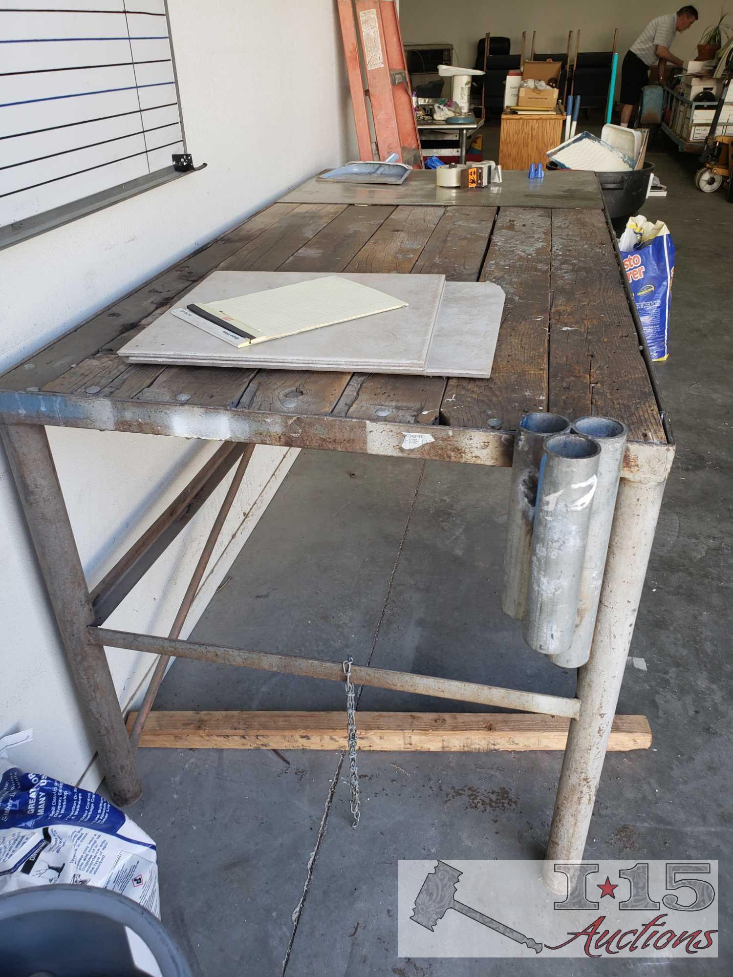 Metal and Wood Work bench