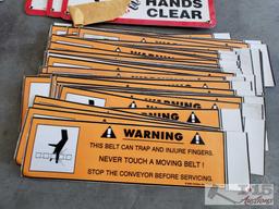 Hundreds of Danger/Warning Stickers, 2 Tin Fire Extinguisher Signs