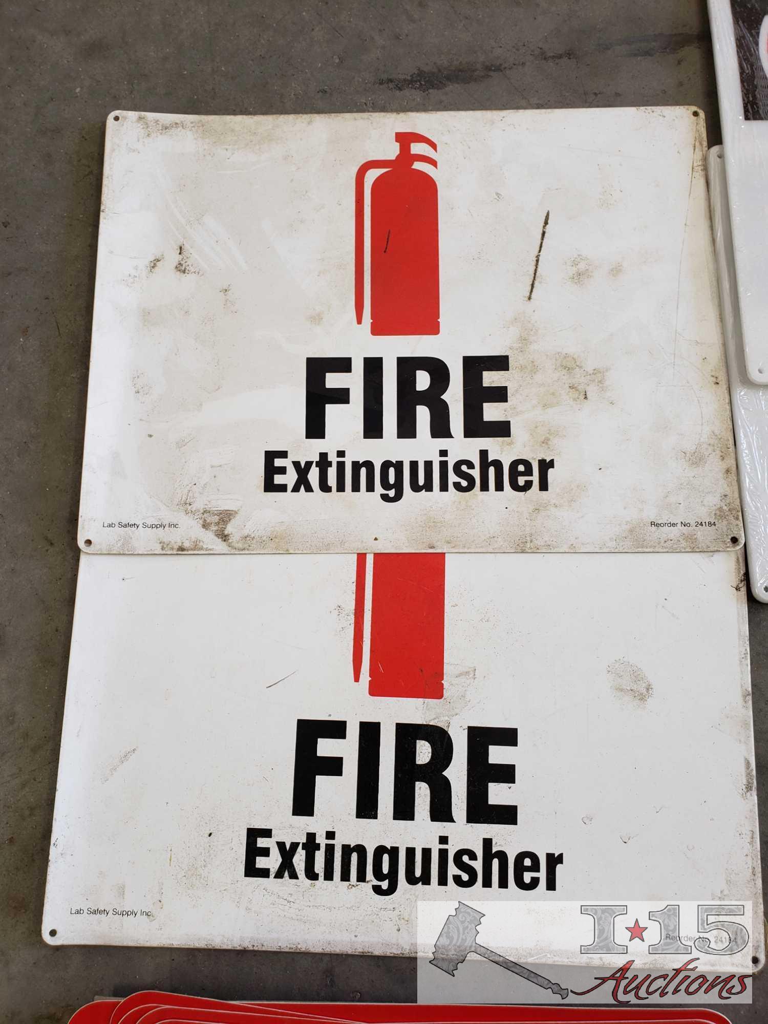 Hundreds of Danger/Warning Stickers, 2 Tin Fire Extinguisher Signs