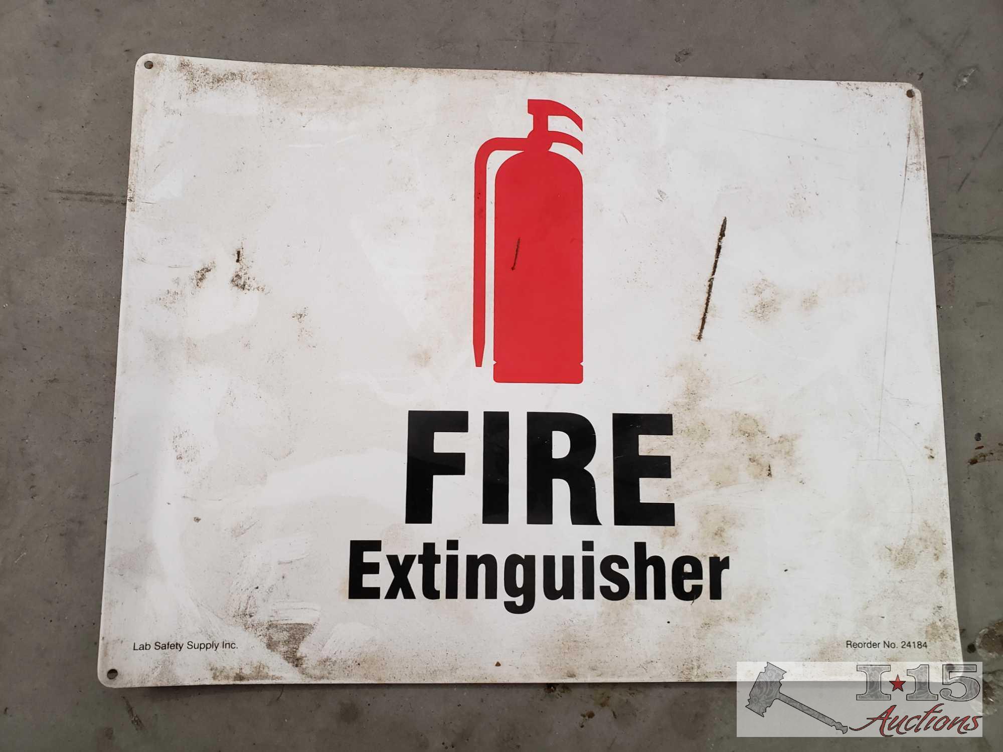 Hundreds of Danger/Warning Stickers, 2 Tin Fire Extinguisher Signs