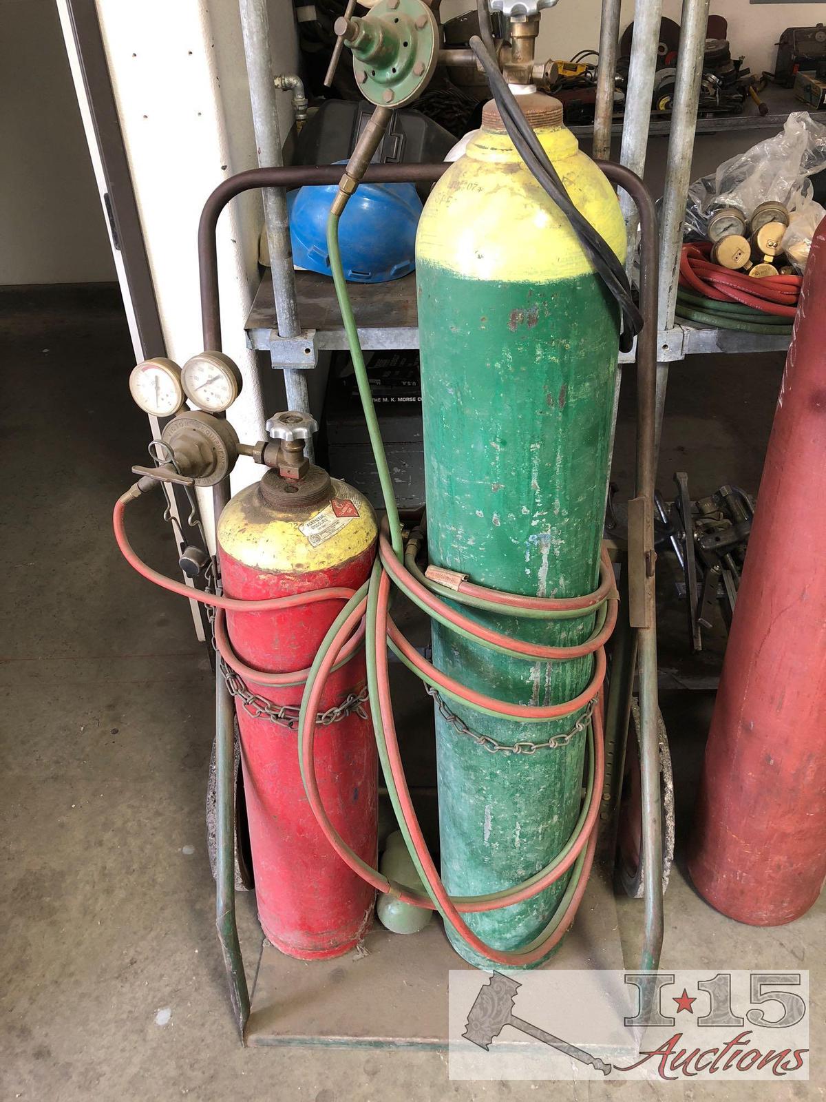 Acetylene Tank and Oxygen Tank with Dolly