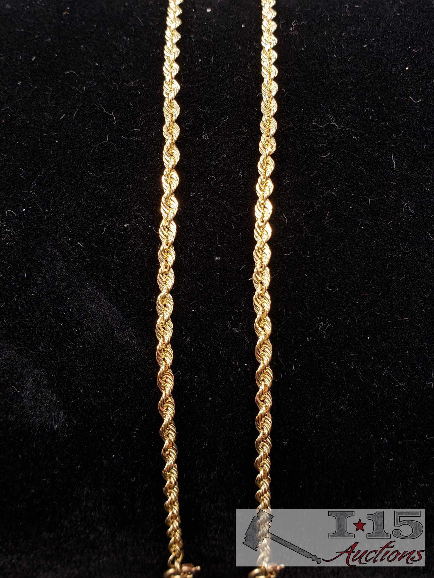 Mark Anthony 14k Gold Necklace and 2 Bracelets Marked 14k