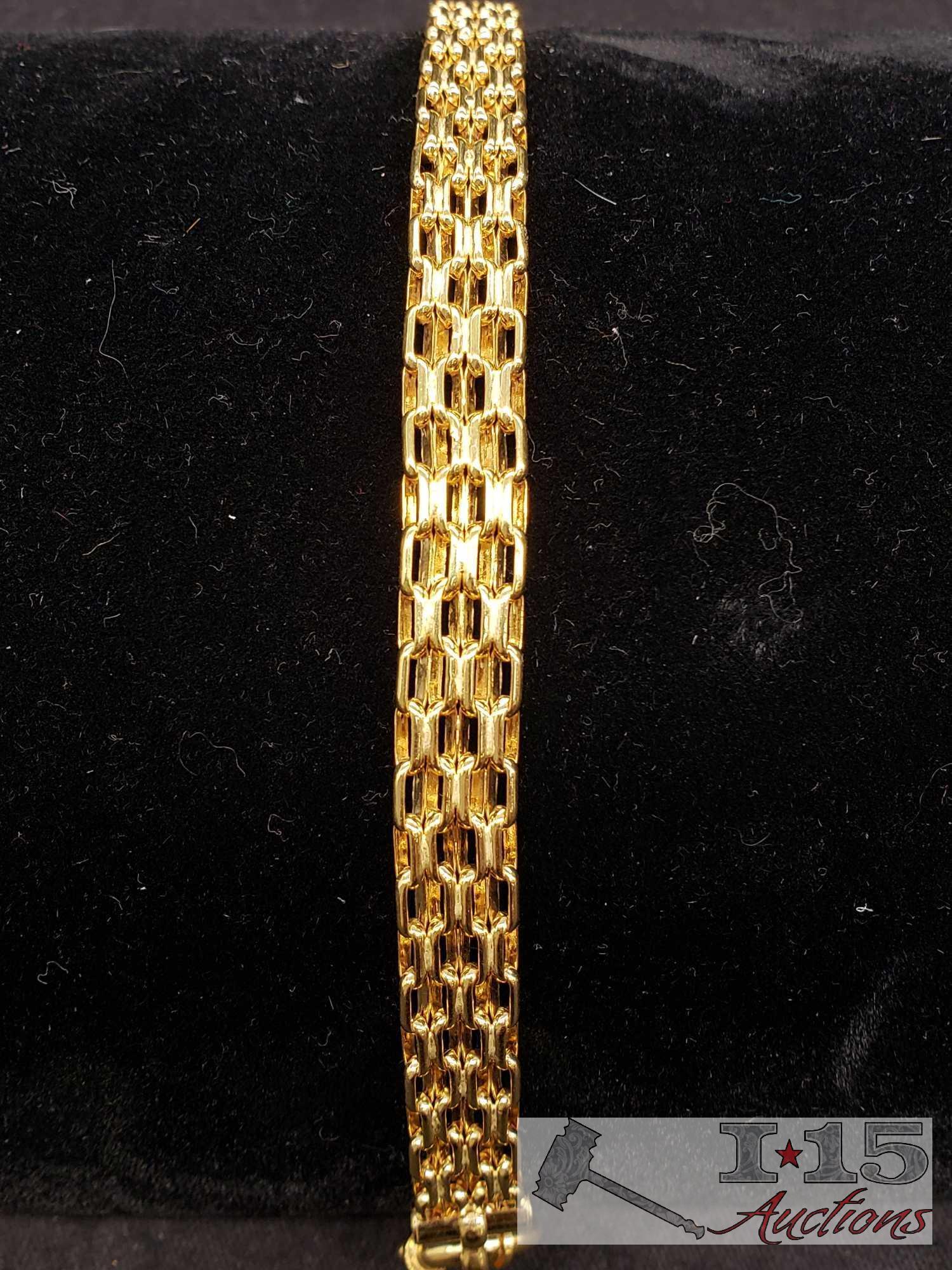 3 Gold Bracelets Marked 14k Italy. 1 Vior