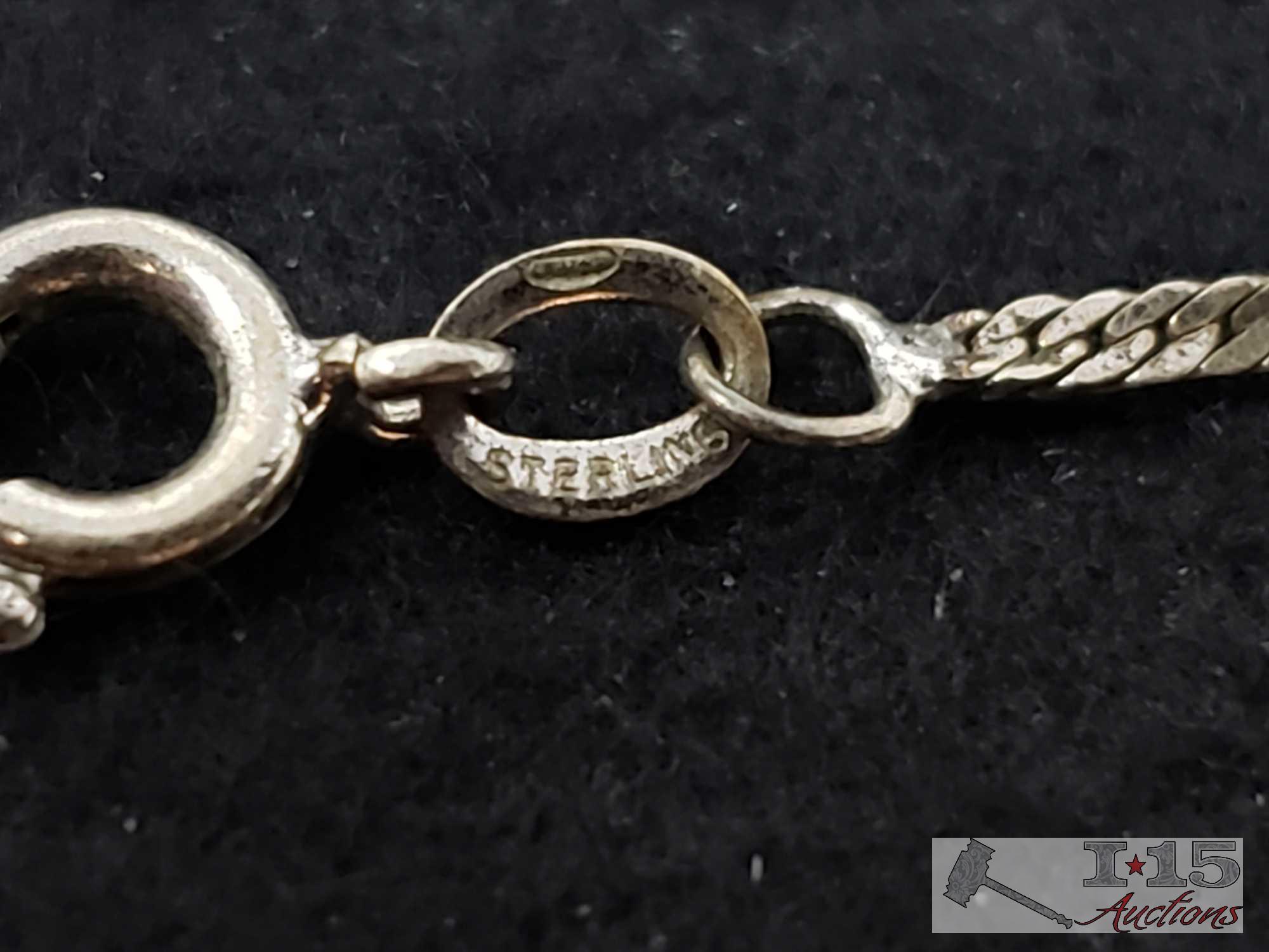 4 Sterling Silver Bracelets amd Clip on Earring