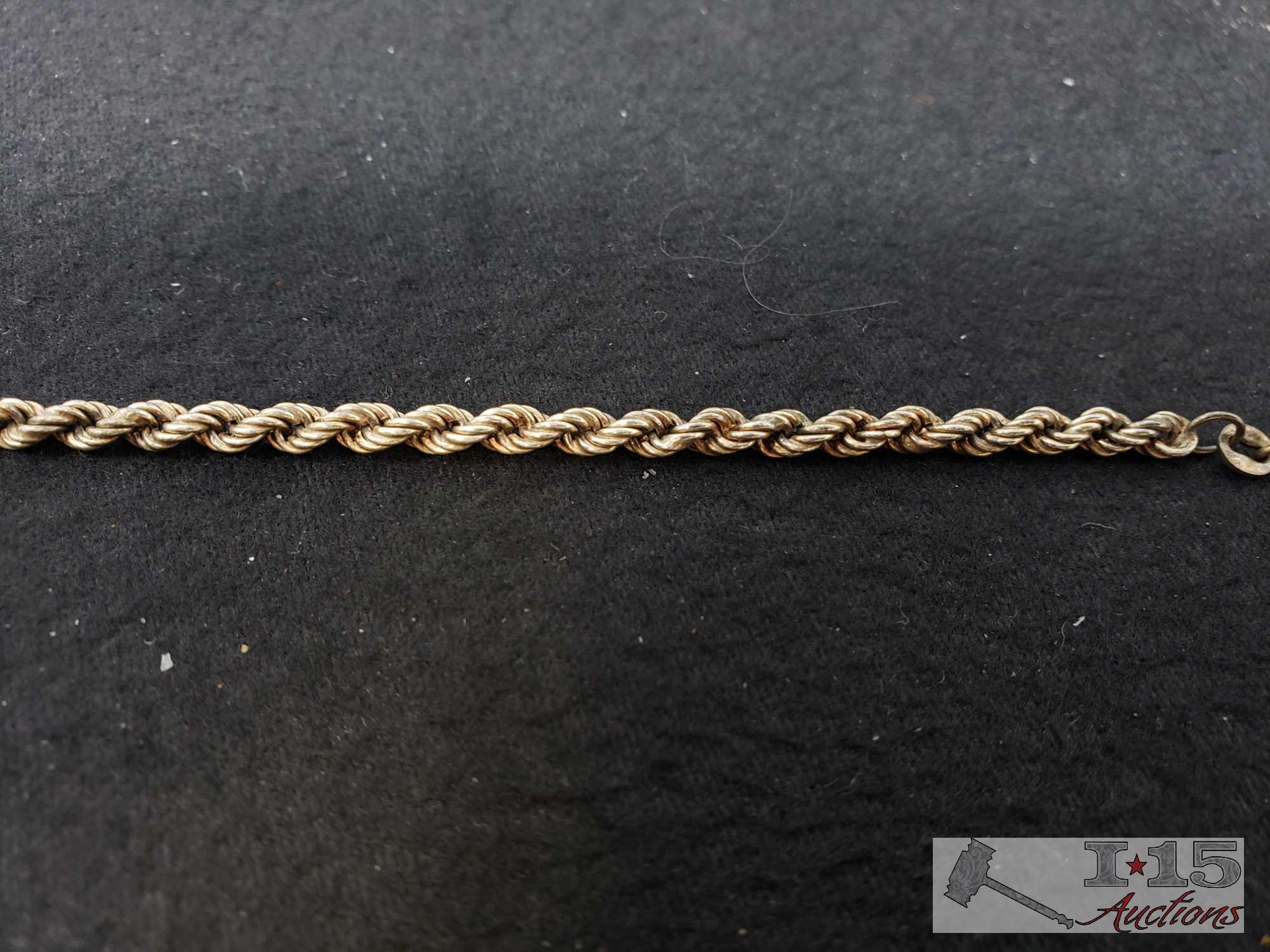4 Sterling Silver Bracelets amd Clip on Earring