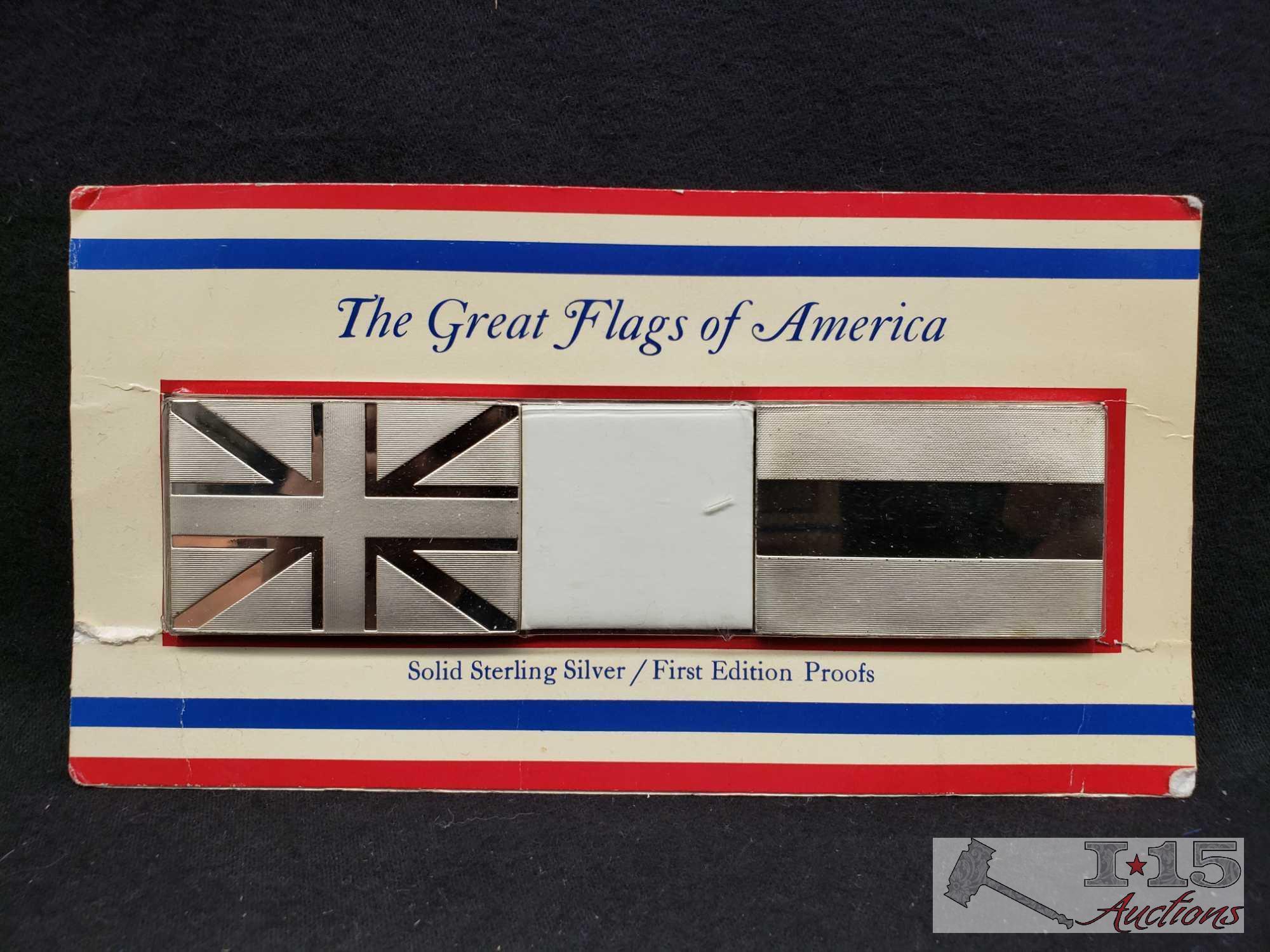 The Great Flags Of America Solid Sterling Silver/ First Edition Proofs, 2 One Hundred Greatest