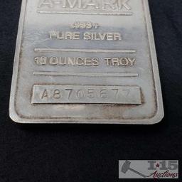 10 ozt A-Mark Fine Silver .999 Ingot