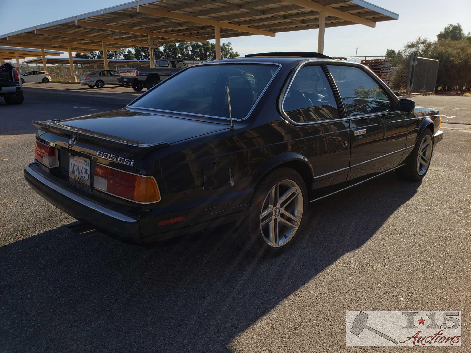 1989 BMW 635CSi Black. Please See Video! Current Smog!!