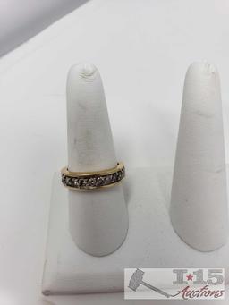 14k Gold and Diamonds Wedding Band 6.6g size 9.5