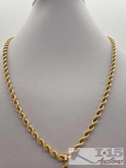 20" 14k Gold Necklace and 14k Gold Cross