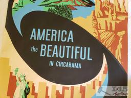 Authentic Disneyland AMERICA THE BEAUTIFUL IN CIRARAMA ATTRACTION POSTER 1960