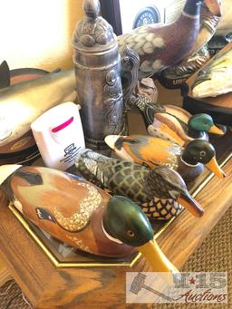 Assorted Ducks, Big Mouth Billy Bass, Beer Stein, Decanters and Five President Photo