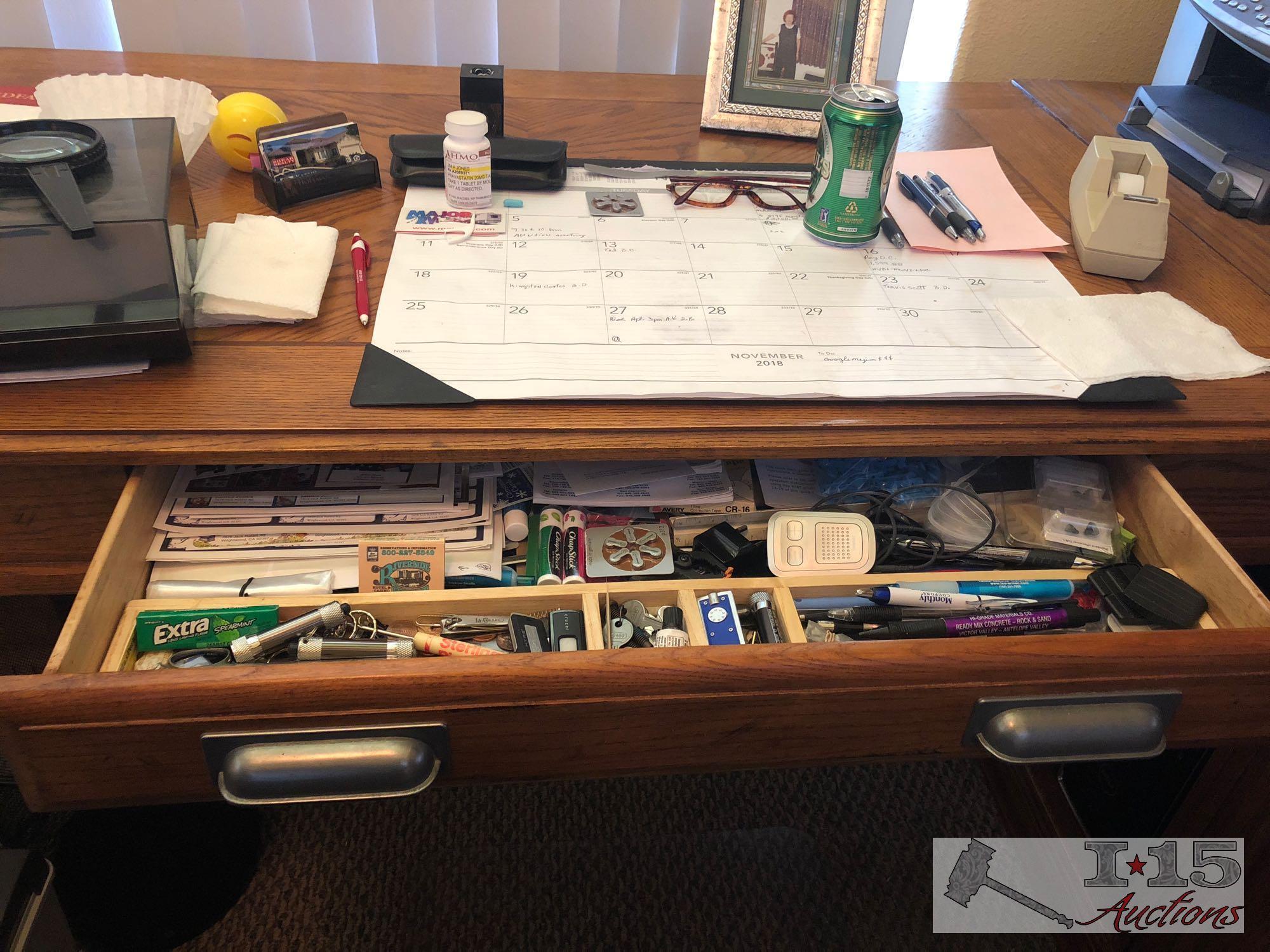 File Cabinet, Computer Desk, Bookshelf and Chair