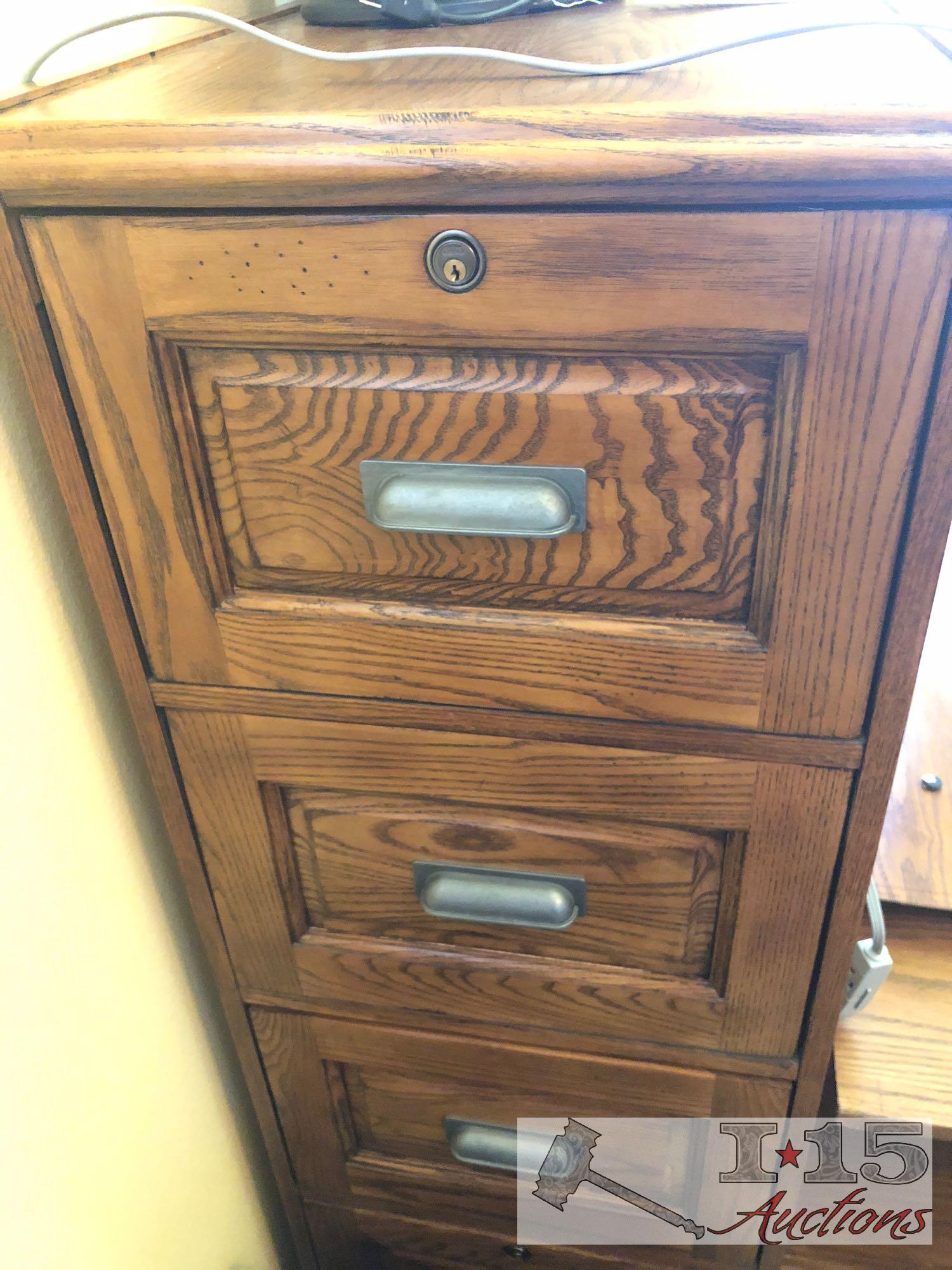 File Cabinet, Computer Desk, Bookshelf and Chair