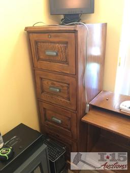 File Cabinet, Computer Desk, Bookshelf and Chair