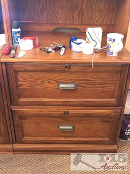 File Cabinet, Computer Desk, Bookshelf and Chair