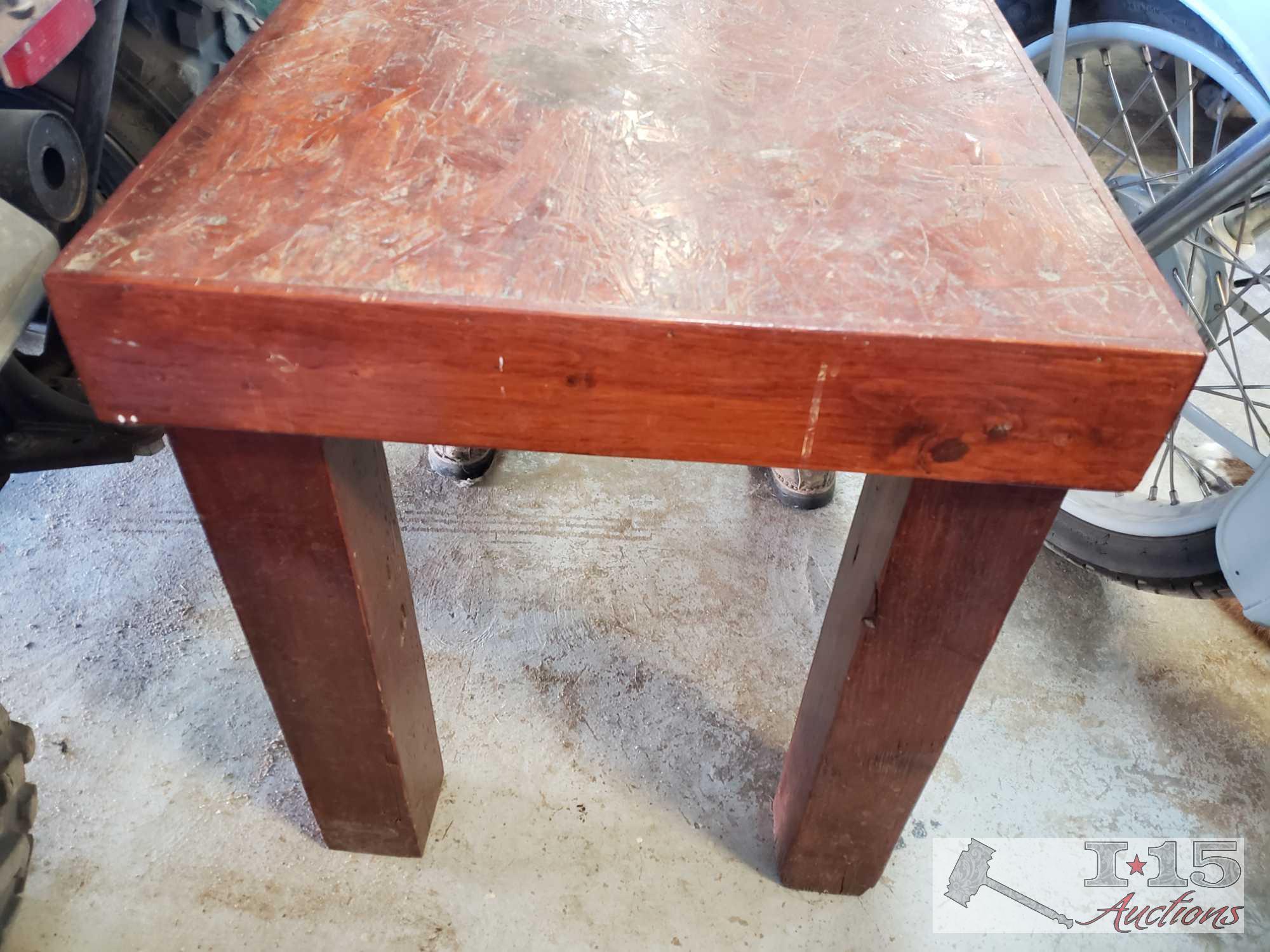 End Table with Jeans and Boots