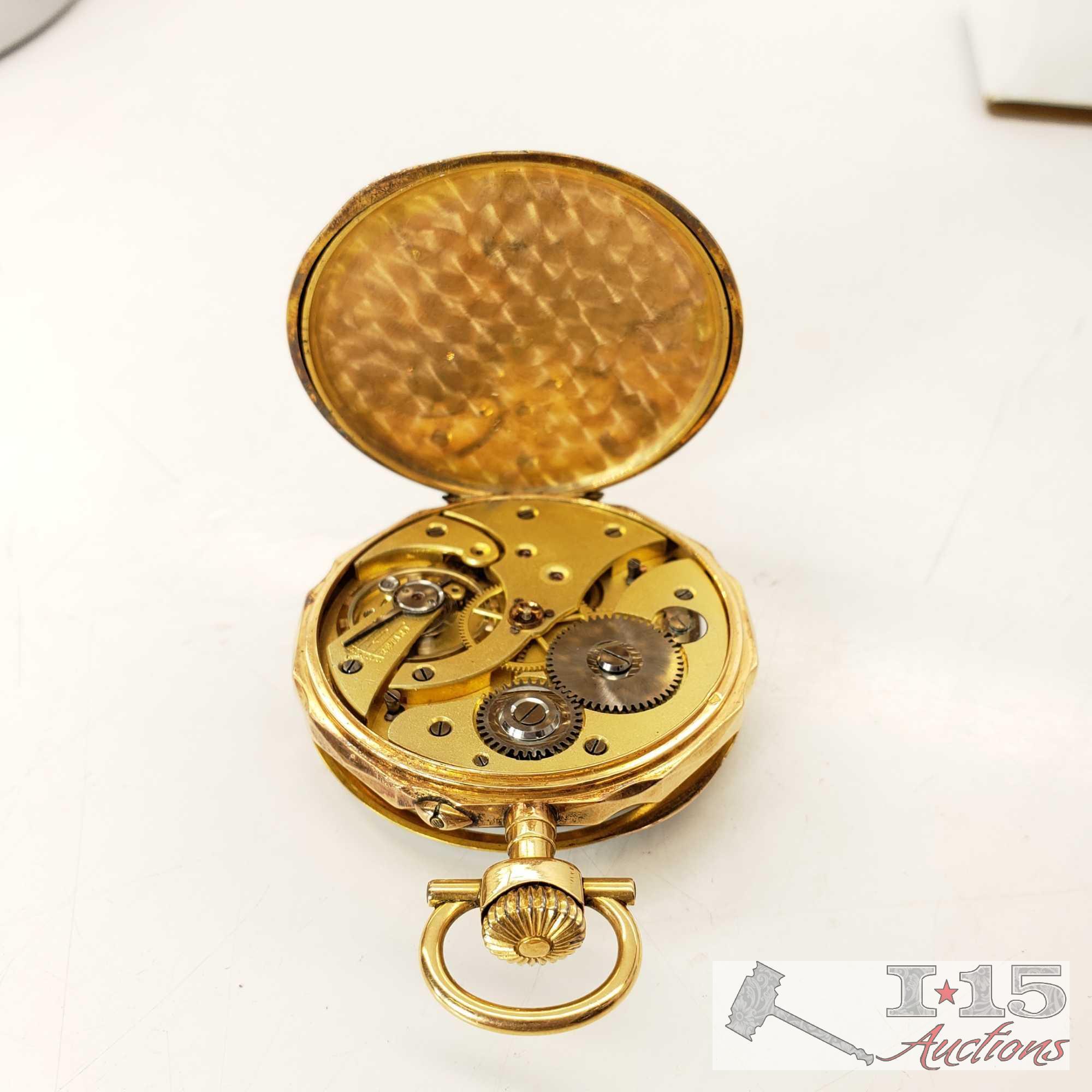 10K Gold Pocket Watch With Cracked Face