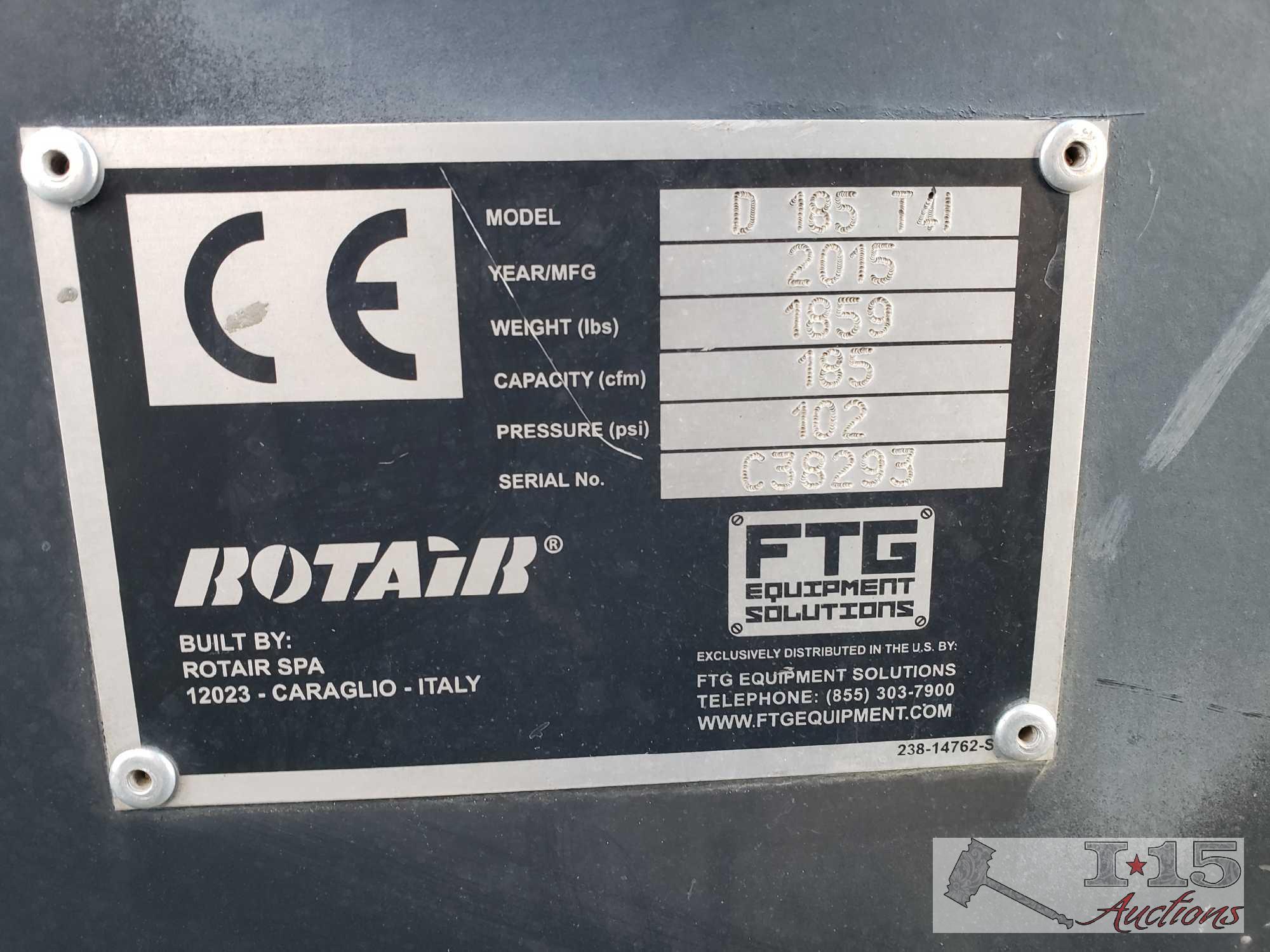 2015 Rotair Ultra Silent D185T41 Air Compressor, Running, See Video!!