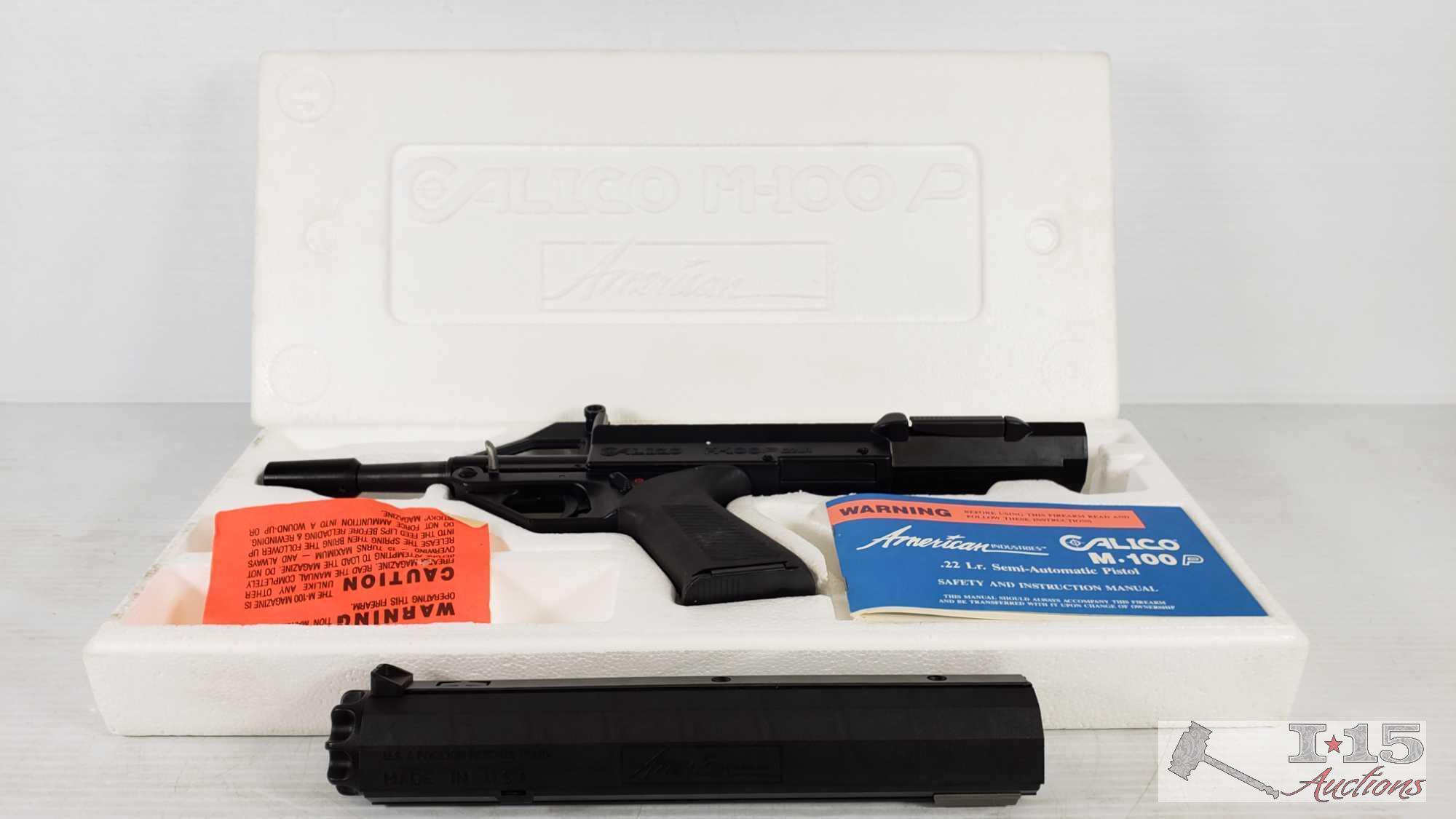 Calico M-100P .22lr Semi-Auto Pistol with Original Box and 100 Round Magazine