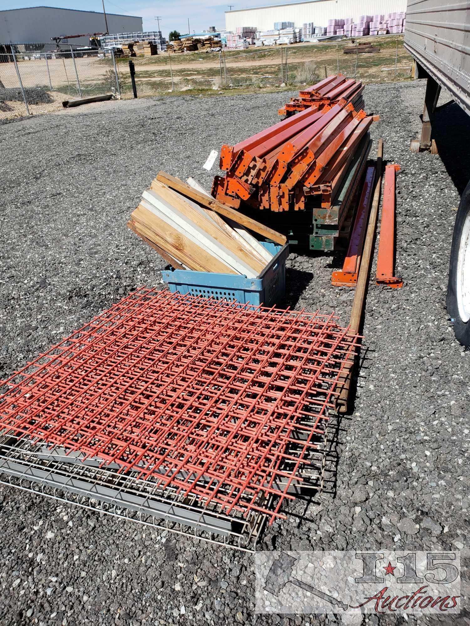 Warehouse Pallet Racks , 10 Uprights 130" to 140", 32 Crossbars 115" to 130", 6 platform racks