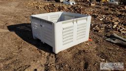 1 Large Heavy Dudy Plastic Crate 4'wx4'Lx30"Tall, 2 Heavy Dude Steele Bins 4'Wx4'Lx 30"Tall