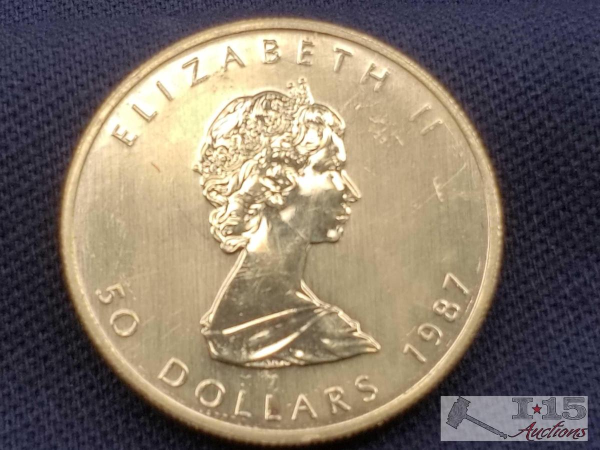 1987 $50 Maple Leaf 1oz Fine Gold Coin