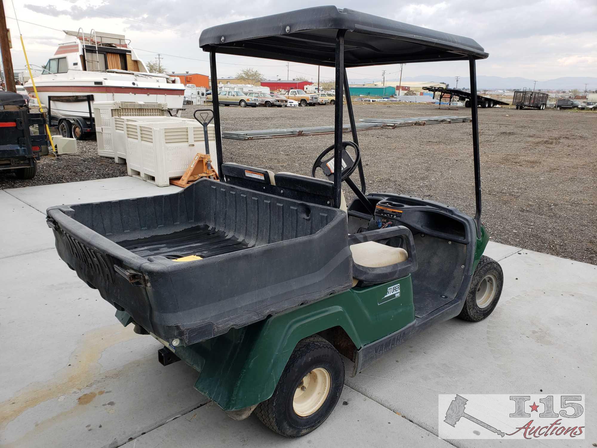 Yamaha 48 Volt Electric Golf Cart with Dump Bed, Running See Video!