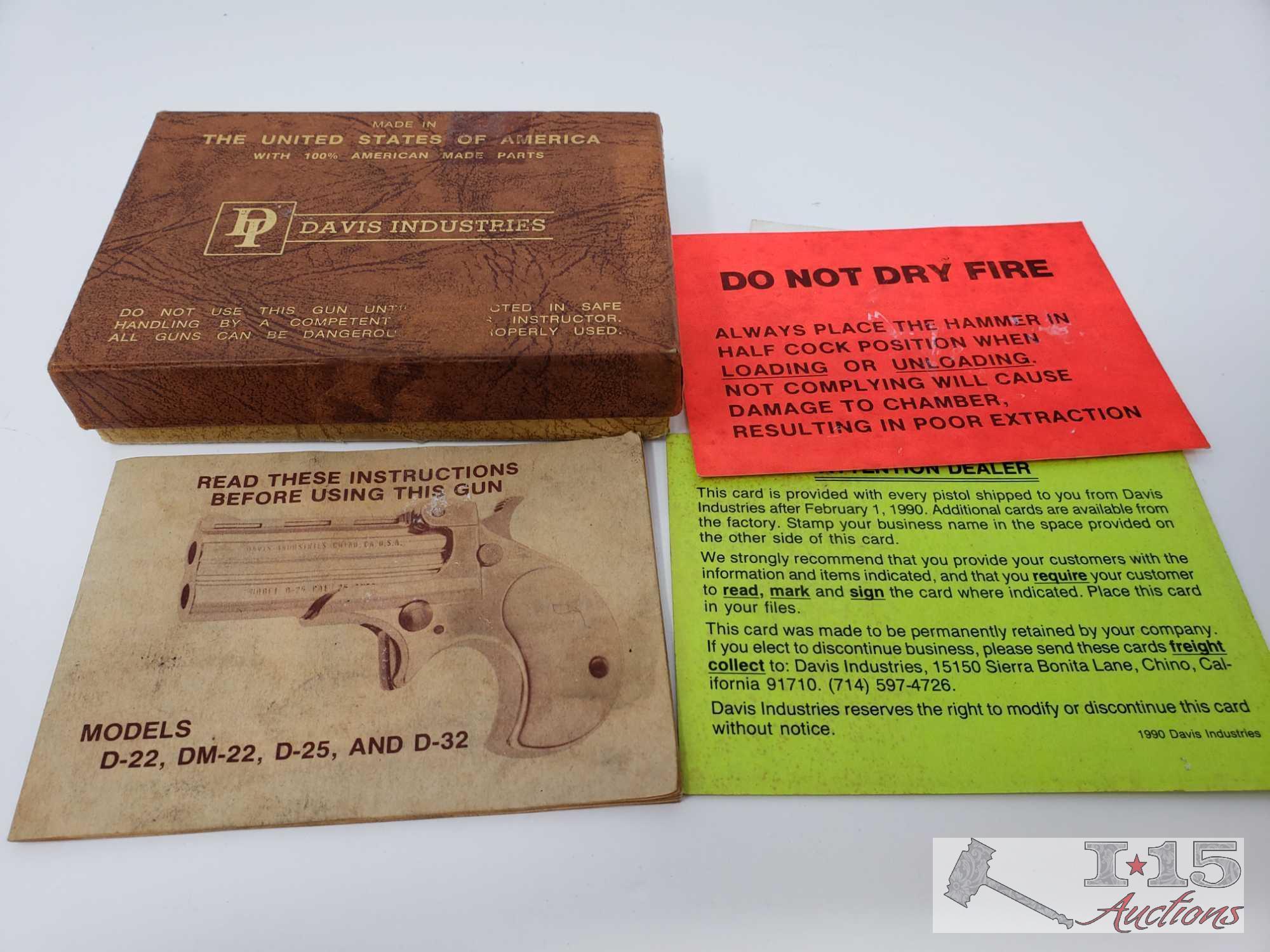 Davis Industries D-22 .22LR Derringer with Original Box