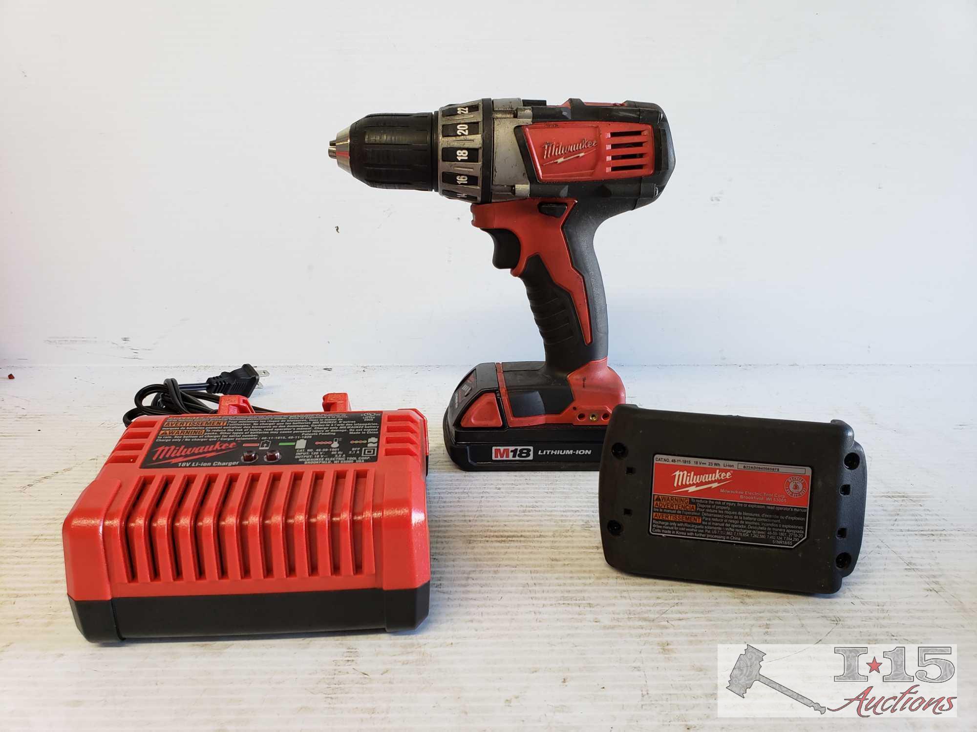 Milwaukee 18v Driver/Drill w/ 2 Batteries and Charger