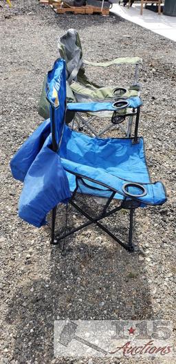 2 Folding Nylon Chairs With Covers 33"x19"