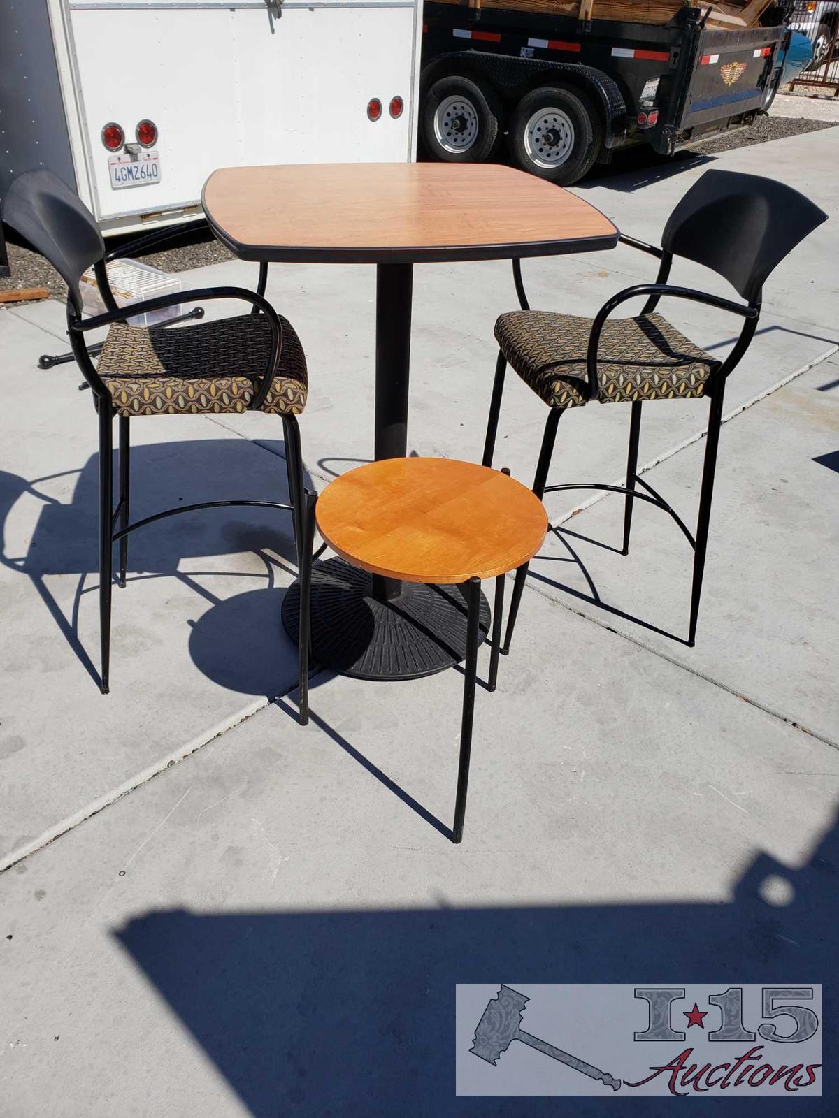 Tall Table with 2 Chairs and Side Table