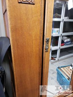 Antique Wooden Wardrobe with Mirror Door