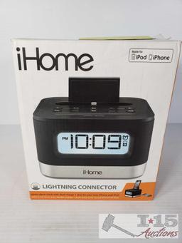 iHome iPhone/iPod Dock Alarm Clock, New in Box