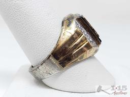 Men's Sterling Silver Ring with 10k Gold Top, 8.8g