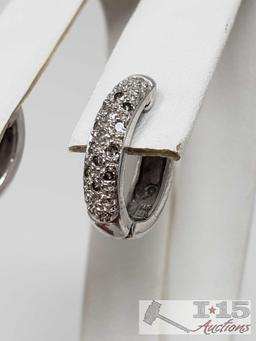 14k White Gold Diamond Earrings, 3.7g