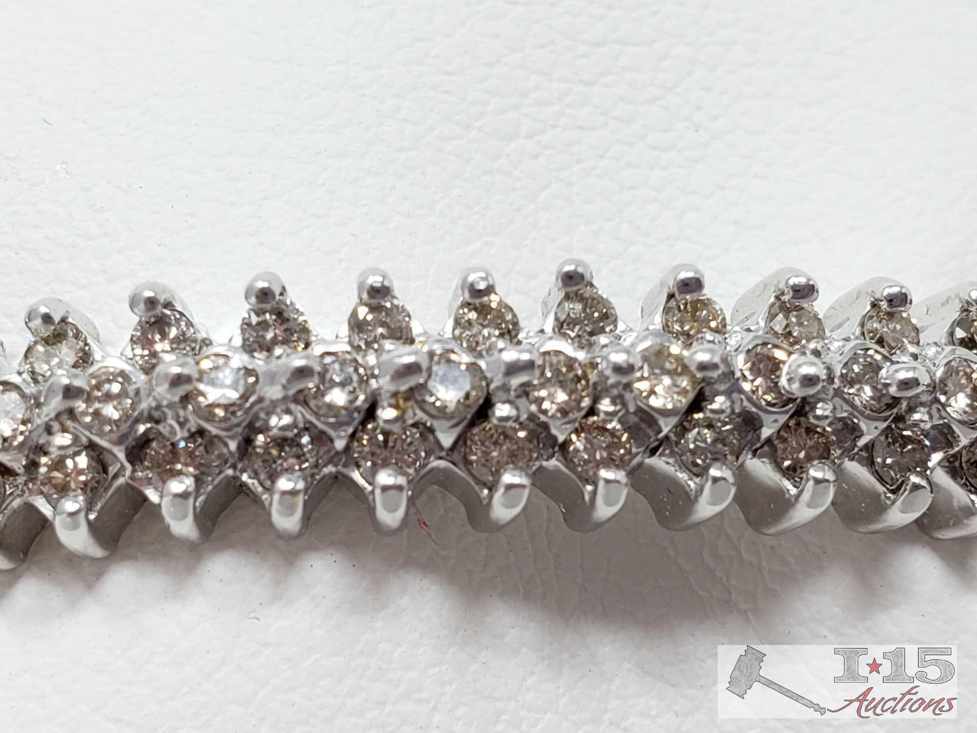 14k White Gold Diamond Bracelet, 17.6g